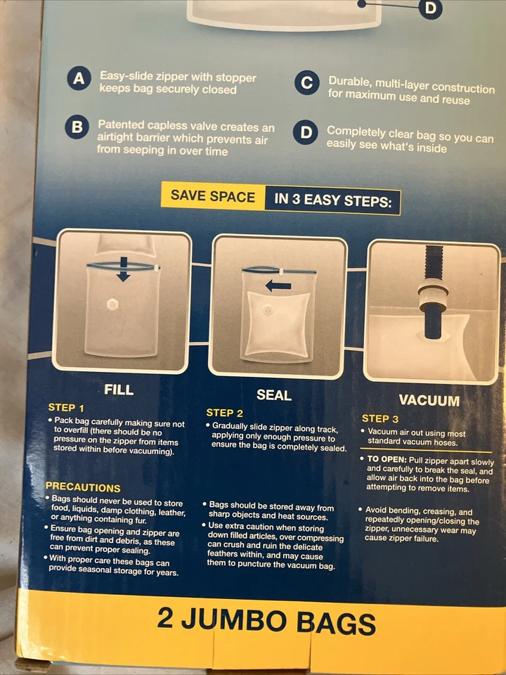 Bolsa de vacío Whitmor Spacemaker 2 bolsas jumbo nuevas en caja selladas nuevas Foto 2 de 4
