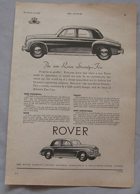 1949 Rover Seventy-Five Original advert No.3