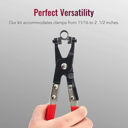 9 Flexible Automotive Hose Clamp Clip Plier Tool Set Swivel Jaw Flat Angled Band - Picture 6 of 12