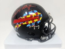 Doug Flutie Signed Buffalo Bills Autism Awareness Mini Helmet BAS COA BUF