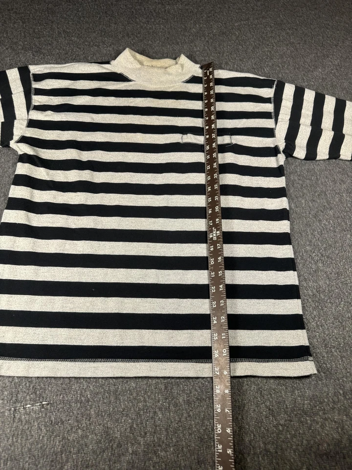 Camisa De Colección Bugle Boy Para Hombres Grande Negra Gris Rayas Cuello Simulado Surf Patinador Años 80 Foto 4 de 4