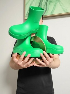 Bottega Veneta Vibrant Green Platform Clogs.