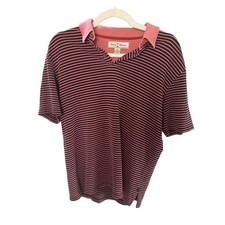 Tommy Bahama Silk Polo Men  s M Short Sleeve Red Stripped