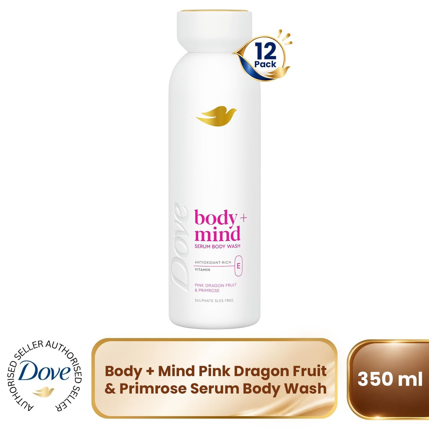 Dove Pink Body + Mind Serum Body Wash Dragon Fruit Antioxidant & Vitamin E, 350Ml - Image 6