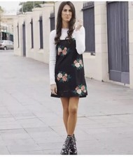 ZARA BLACK FLORAL EMBROIDERY MESH STRAPPY MINI DRESS SIZE S BNWT