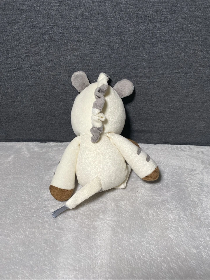 Baby Ganz Zebra Plush Cream Horse Gray Stripe Brown Muzzle Pink Heart 13" Lovey - Image 3 of 4