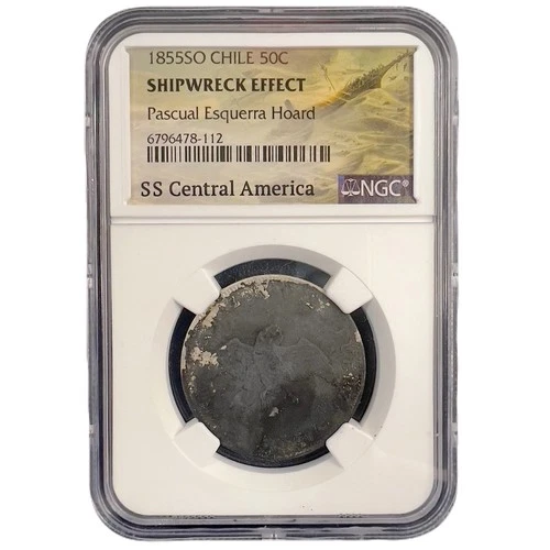 1855 Chile 50 Centavos “SS Central America Shipwreck” Pascual Esquerra Hoard NGC