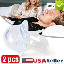 2pcs Anti Snoring Tongue Device Silicone Sleep Apnea Aid Stop Noise Sleeve AONE