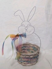 Easter Bunny Basket Wicker And Wire 10"