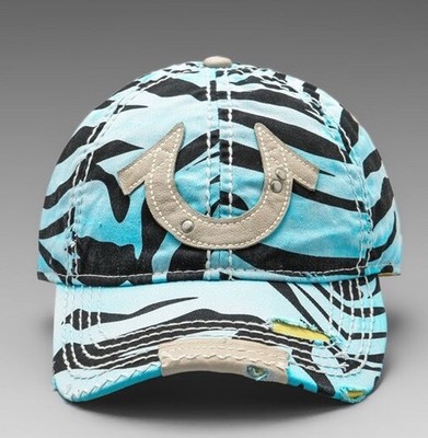 TRUE RELIGION turquoise zebra print cap ONE SIZE