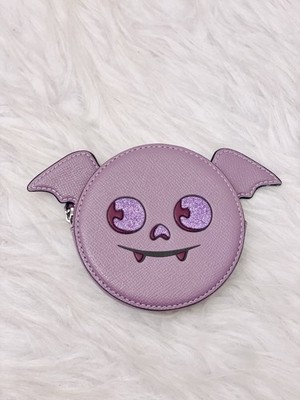 Coach Halloween Bat Coin Card Case Silver/Jasmine Purple NWT CW465