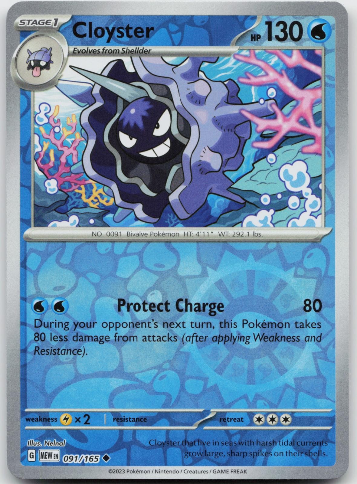 Cloyster 091/165 Reverse Holo Pokemon 151 - NM