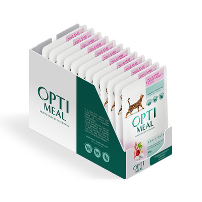 OPTIMEAL Nassfutter für ausgewachsene Katzen Lamm und Gemüse in Gelee - 12 x85g