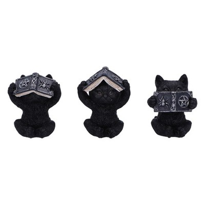 Nemesis Now Three Wise Spell Cats 8,5 cm, Resin, schwarz, Three Wise Kitten Figurin