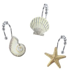 Coastal Seashell Shower Curtain Hooks, Under The Sea Beach Under the Sea
