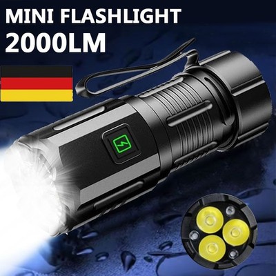 Mini Taschenlampe Extrem Hell 7 Lichtmodi kleine Torch mit Magnete IPX6 3leds DE