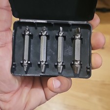 4pc Double Ended Screw Extractor Drill Bit Set Steel Hex Shank Case