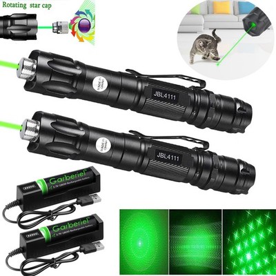 2PCS 6000Miles 532nm Green Laser Pointer Pen Visible Beam Lazer Light + Charger