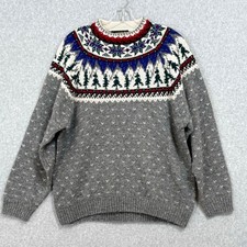 Eddie Bauer Sweater Size M Fair Isle Nordic Wool Blend Pullover True Vintage 90s