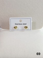 Stainless Steel Gold Tone Dainty Heart Stud Earrings