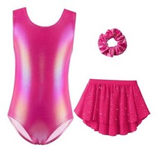 Gymnastics Leotards for Girls Sparkly Sleeveless Ballet 4-5T Sparkly Hot Pink
