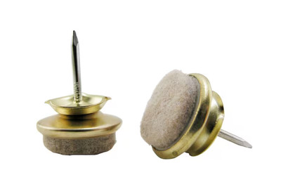 1 in. Beige Felt and Brass Round Nail-On Swivel Furniture Glides for Floor Prote