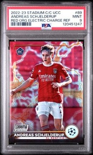 2022 23 TOPPS STADIUM CHROME ANDREAS SCHJELDERUP /4 PSA 9 RC RED ELECTRIC