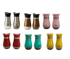 Salt & Pepper Shaker Set Glass w Labels 4.42oz BPA-Free Stainless Tops