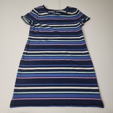 T by Talbots Medium Open Back Striped T-Shirt Dress Navy Multicolor Womens 