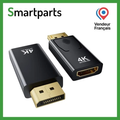 Adaptateur Display Port DP Mâle vers HDMi Fem Convertisseur HDTV- PC MAC GAME - Photo 1/4