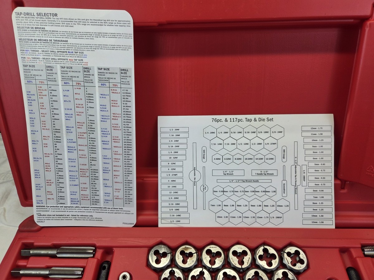 Snap On TOOLS Tap And Die Set 76 Piece Metric And Standerd SET