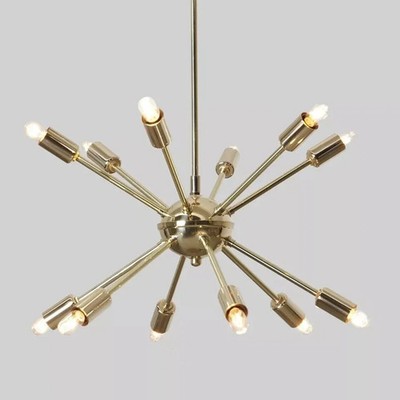 Mid Century Style Pendant Ceiling Light Fixture Lamp 12 Arms Polished Light
