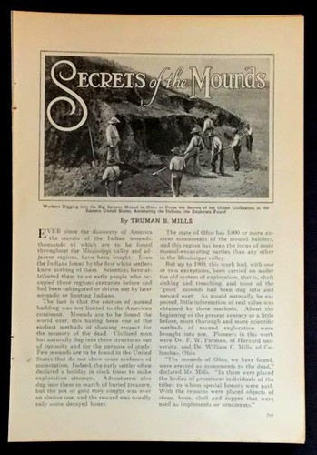 Great Serpent Mound 1927 pictorial "Secrets of the Mounds" Seip Ohio