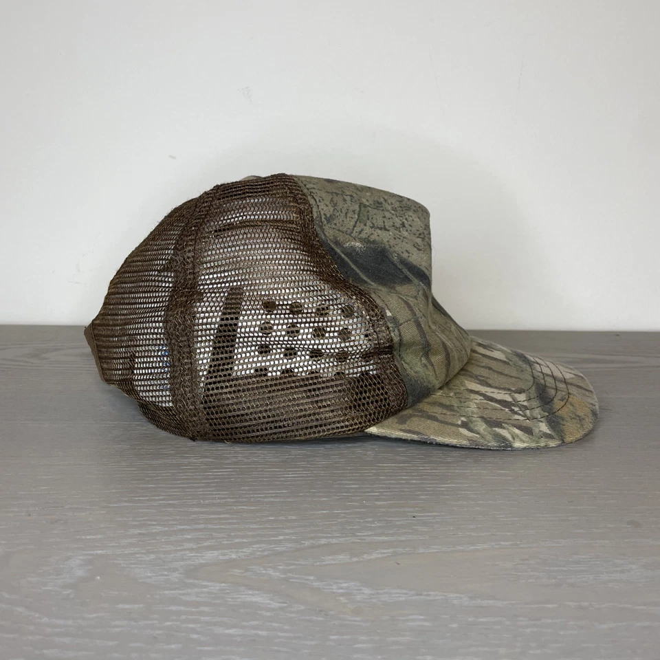 复古 Mossy Oak 迷彩帽子空白平沿网眼卡车司机美国制造罕见 — 第 3/4 张图片