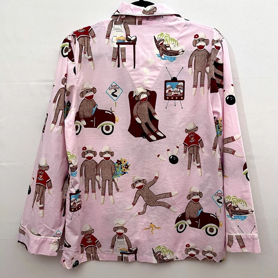 Nick & Nora Calcetín Mono Rosa Algodón Pijama Juego de 2 piezas Bolos Medianos Foto 3 de 4