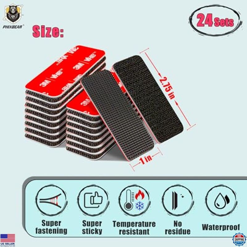 24 Sets of Hook and Loop Tape Fasteners, Made of 3m Gpl060, No Residue, Heat and