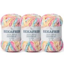 Fuzzy Chunky Chenille Yarn for Crocheting   Soft Plush Yarns for Hand Knitting