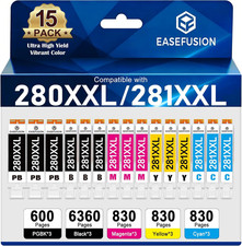 15 Pack 280 XXL 281 XXL Ink Cartridges Compatible for Canon Printers