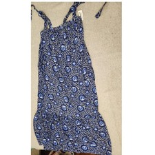 Old Navy Dress Womens Small Blue Floral Tie Strap Maxi Sundress Ruffle Hem