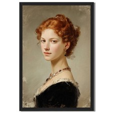 Vintage Woman Portrait Framed Canvas Print Classic Wall Art Home Decor