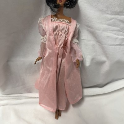 Barbie Doll Nightie Pajamas Night Gown Robe Lingerie Set Pink Small Hole