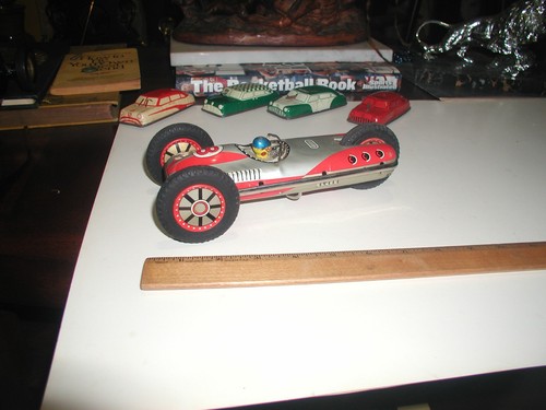 TM Masudaya Japan Tin Litho Friction Roll Over Race Car 8 x 2 Vintage Not Work - Picture 7 of 13