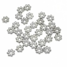 200 PCS Flower Spacer Beads Tibetan 4mm Daisy /  0.16 inch, Silver