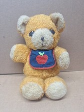 Fisher Price Freddy Teddy Bear Orange 1975 Apple Bib 12" Stuffed Vintage