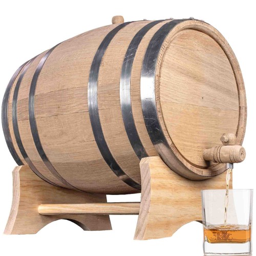 1 Gallon Oak Aging Barrel (Distillery Series - Steel Hoops, Unvarnished) with...