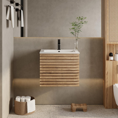 Eclife 24'' Floating Bathroom Vanity with Sink Combo Mid-Century Wall Mounted Cab