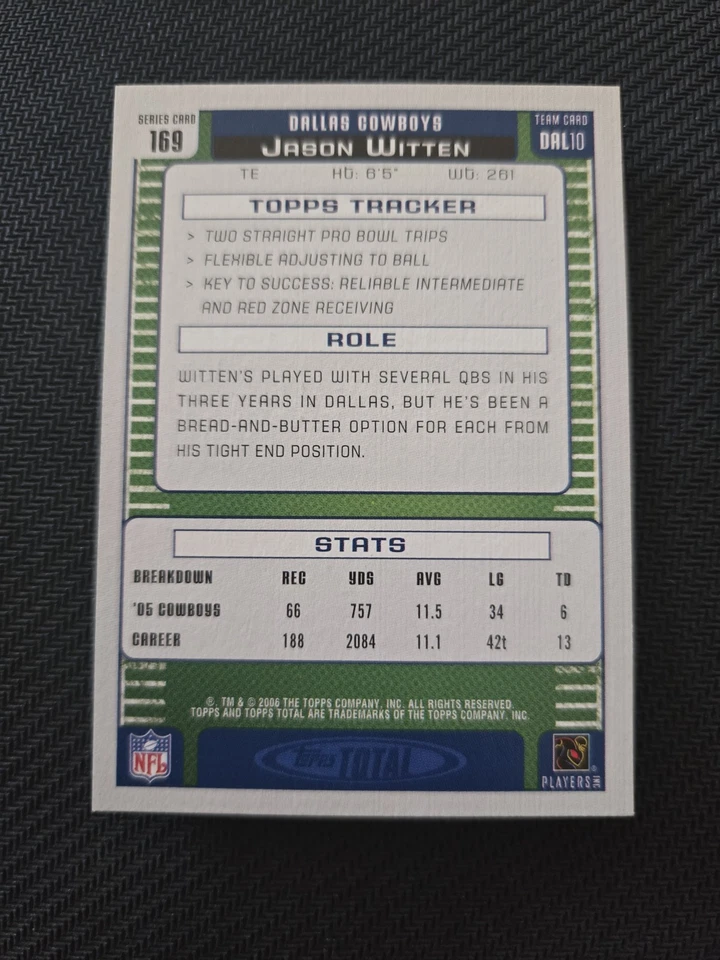 2006 Topps Total - Jason Witten #169 - Image 2 of 2