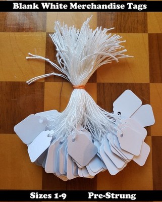 Blank White Price Tags Large Small Hang String Strung Jewelry Merchandise 