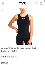 NWT $650 NEW WOMEN'S TYR VENZO PHANTOM BLACK OPEN BACK SWIMSUIT SIZE 26