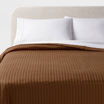 King Washed Cotton Sateen Quilt Light Brown - Threshold: OEKO-TEX Certified,